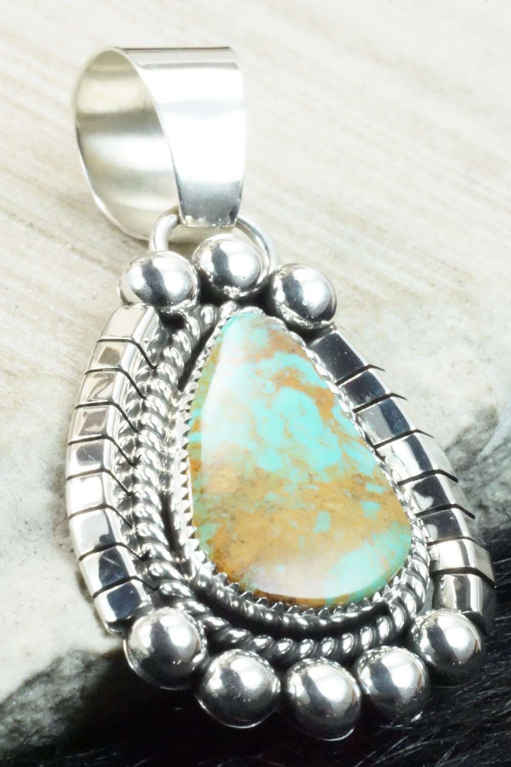 Turquoise & Sterling Silver Pendant - Elroy Chavez