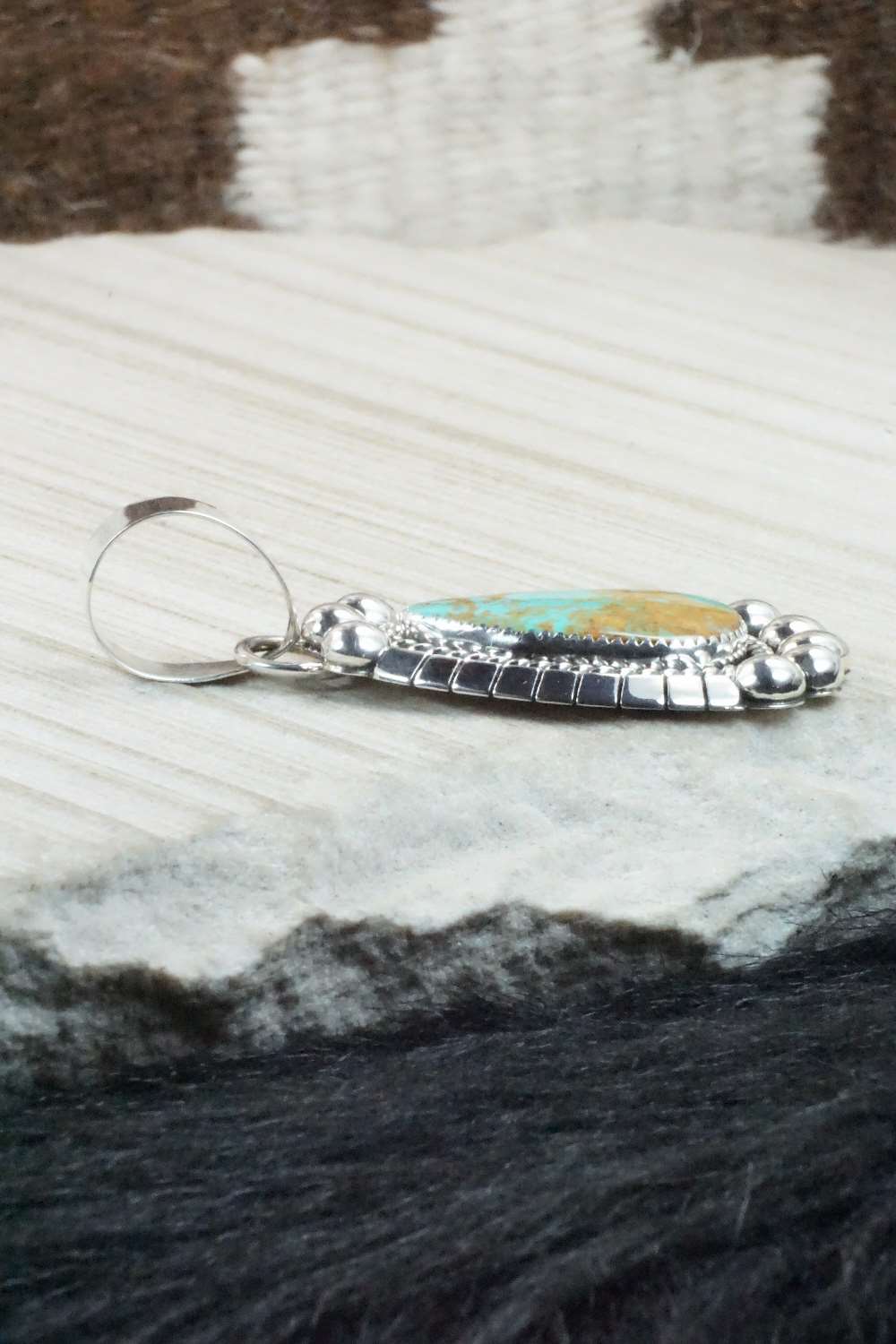 Turquoise & Sterling Silver Pendant - Elroy Chavez