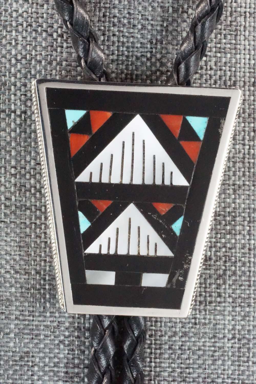 Multi Stone & Sterling Silver Inlay Bolo Tie - Leander Othole