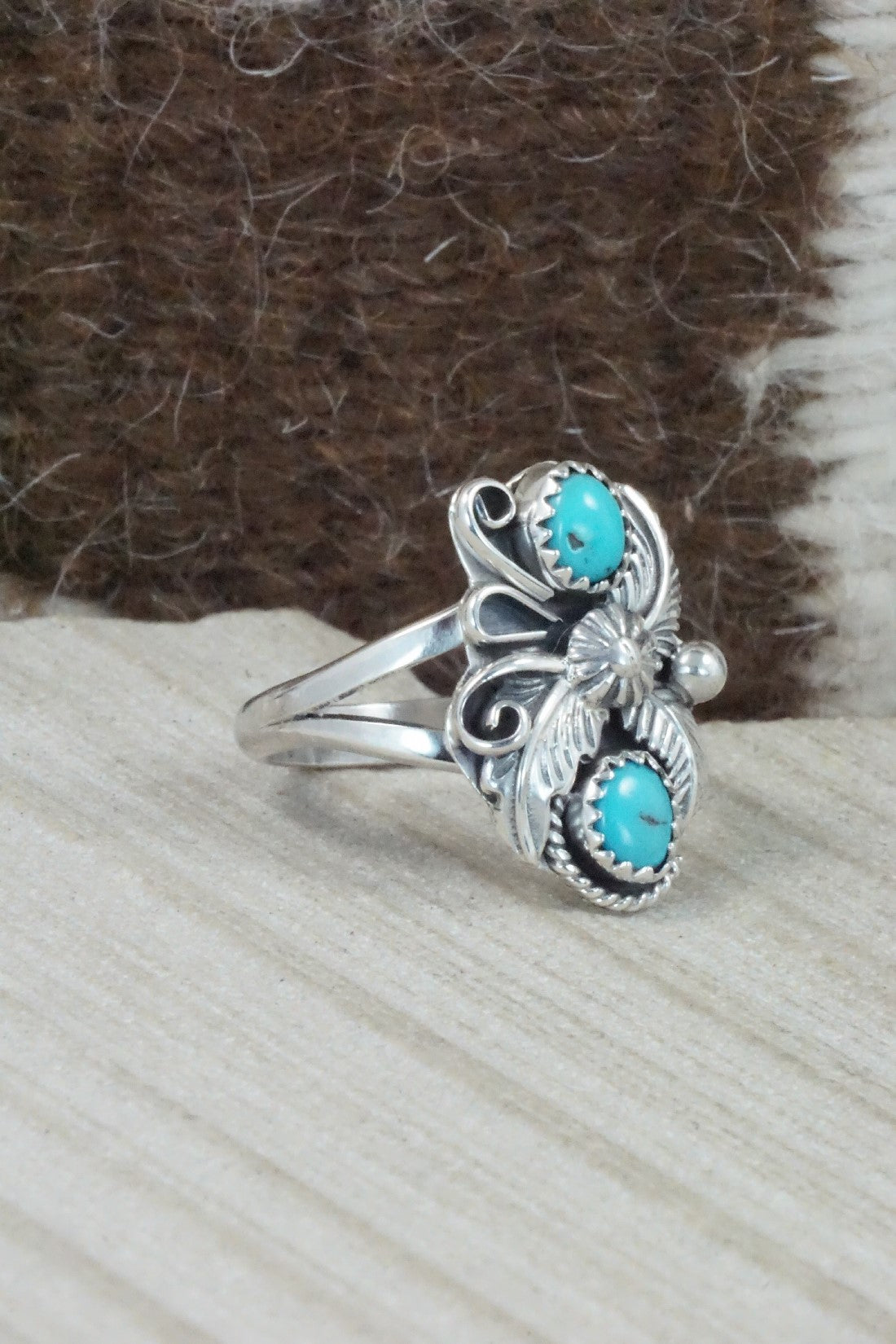 Turquoise & Sterling Silver Ring - Alice Rose Saunders - Size 9.75