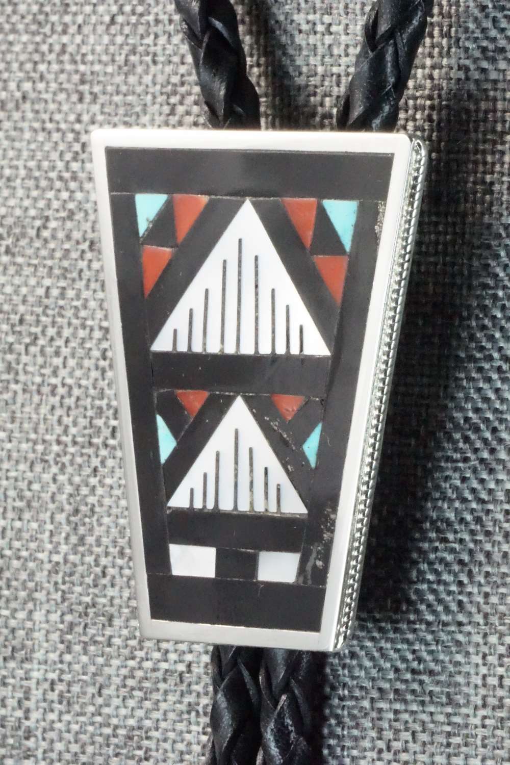 Multi Stone & Sterling Silver Inlay Bolo Tie - Leander Othole