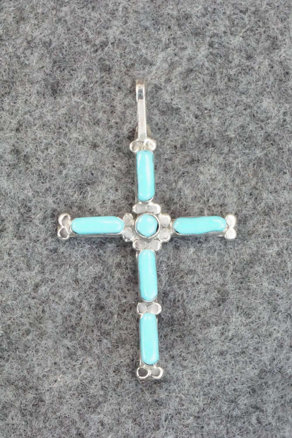 Turquoise & Sterling Silver Cross Pendant - Phyllis Panteah