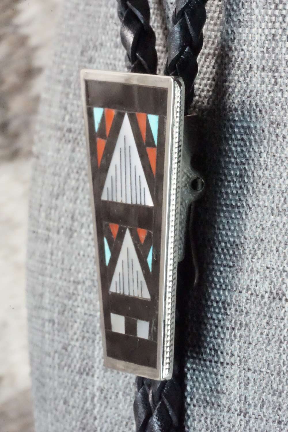 Multi Stone & Sterling Silver Inlay Bolo Tie - Leander Othole