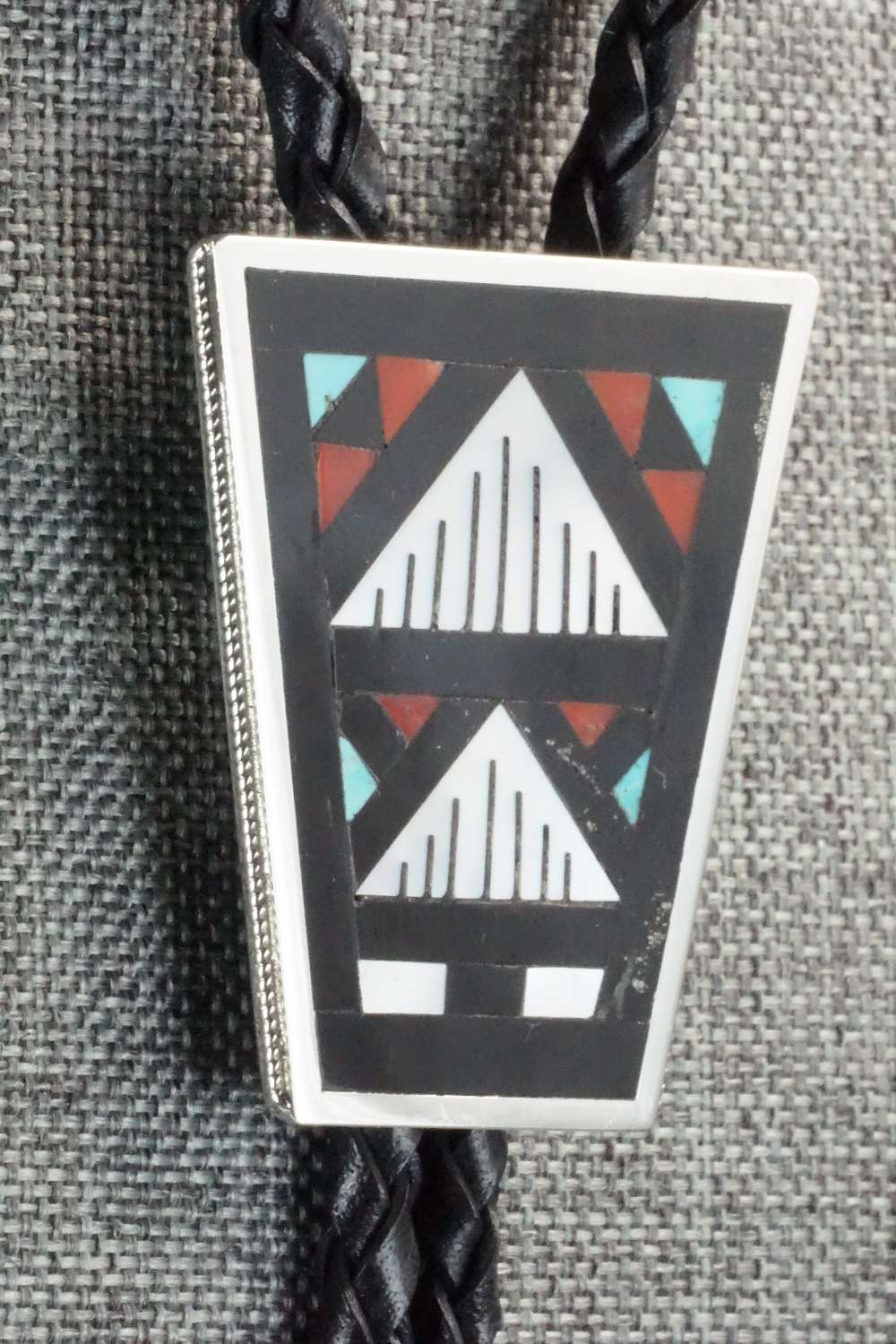 Multi Stone & Sterling Silver Inlay Bolo Tie - Leander Othole