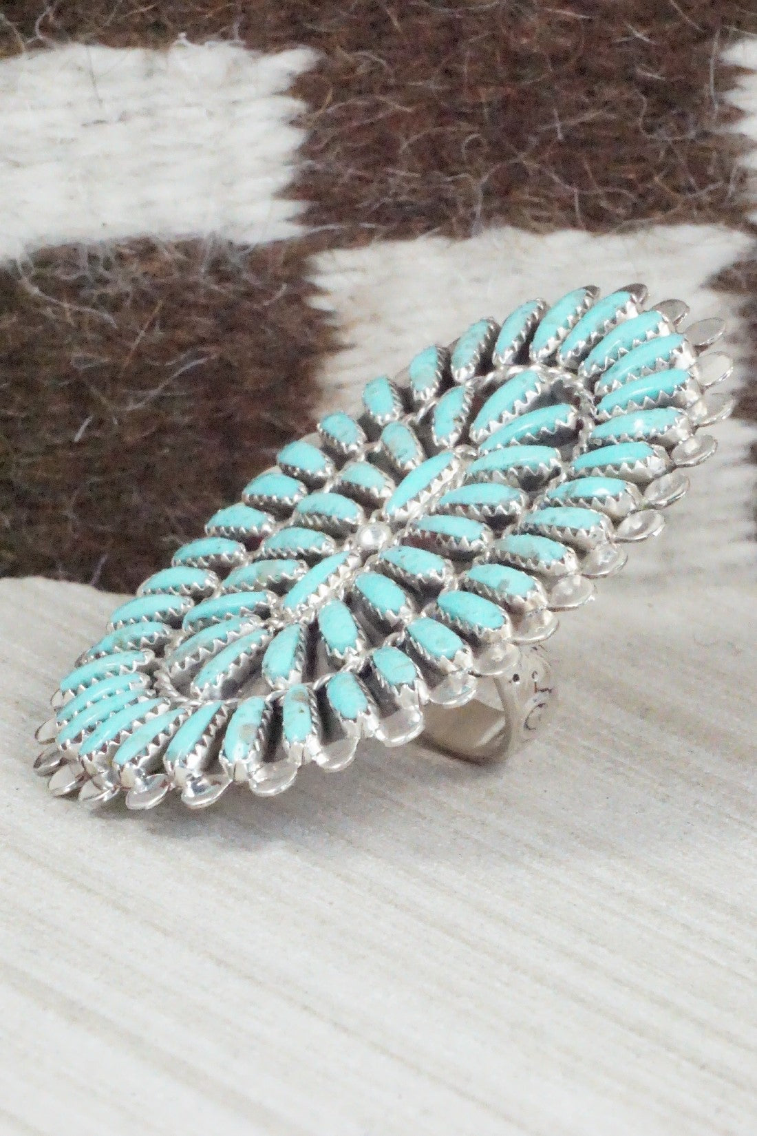 Turquoise & Sterling Silver Ring - Lavell Byjoe - Size 7.75