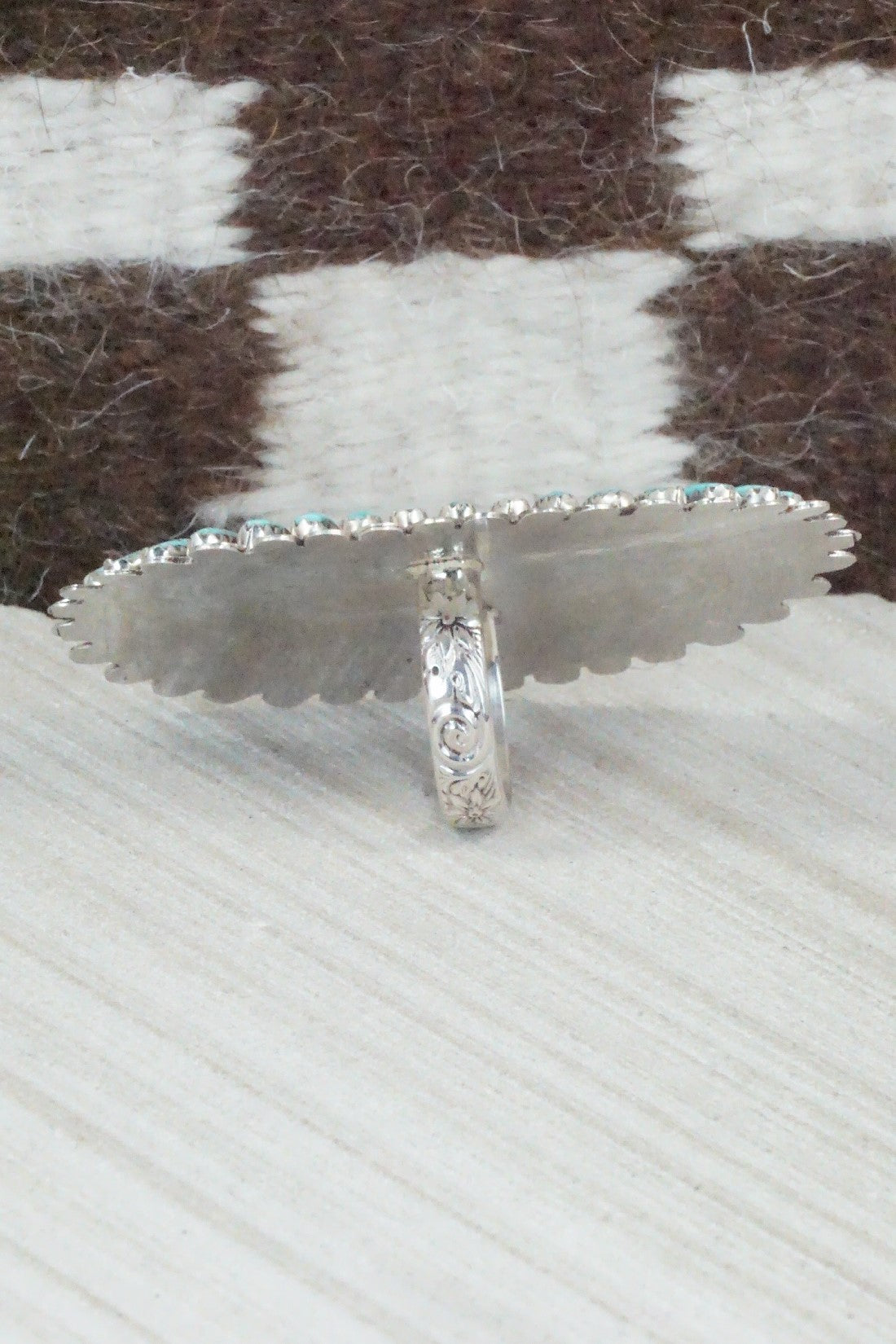 Turquoise & Sterling Silver Ring - Lavell Byjoe - Size 7.75