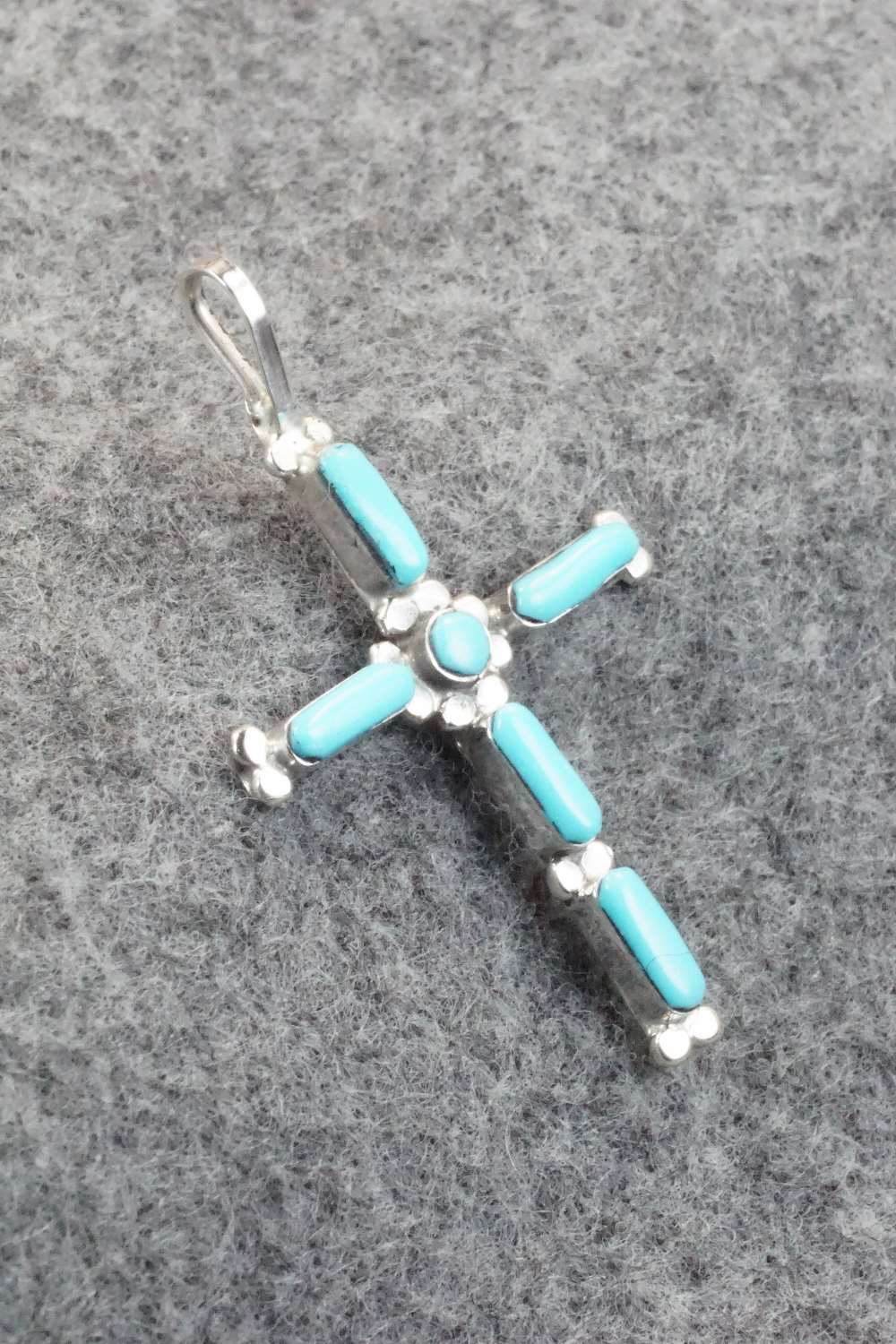 Turquoise & Sterling Silver Cross Pendant - Phyllis Panteah