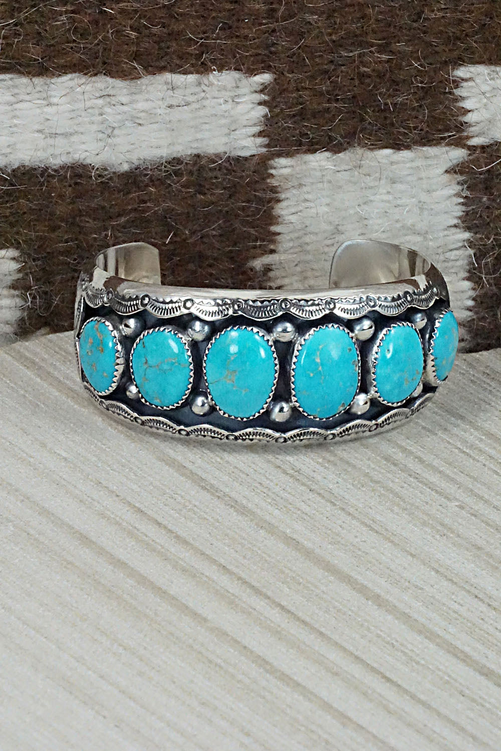 Turquoise & Sterling Silver Bracelet - Wilbert Muskett