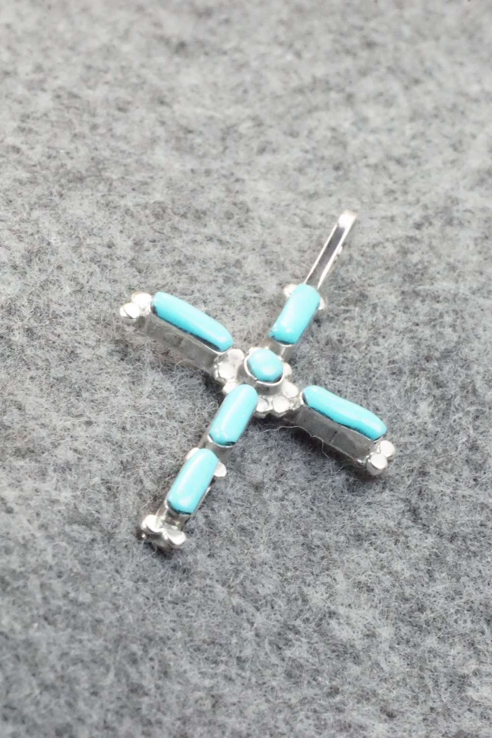 Turquoise & Sterling Silver Cross Pendant - Phyllis Panteah