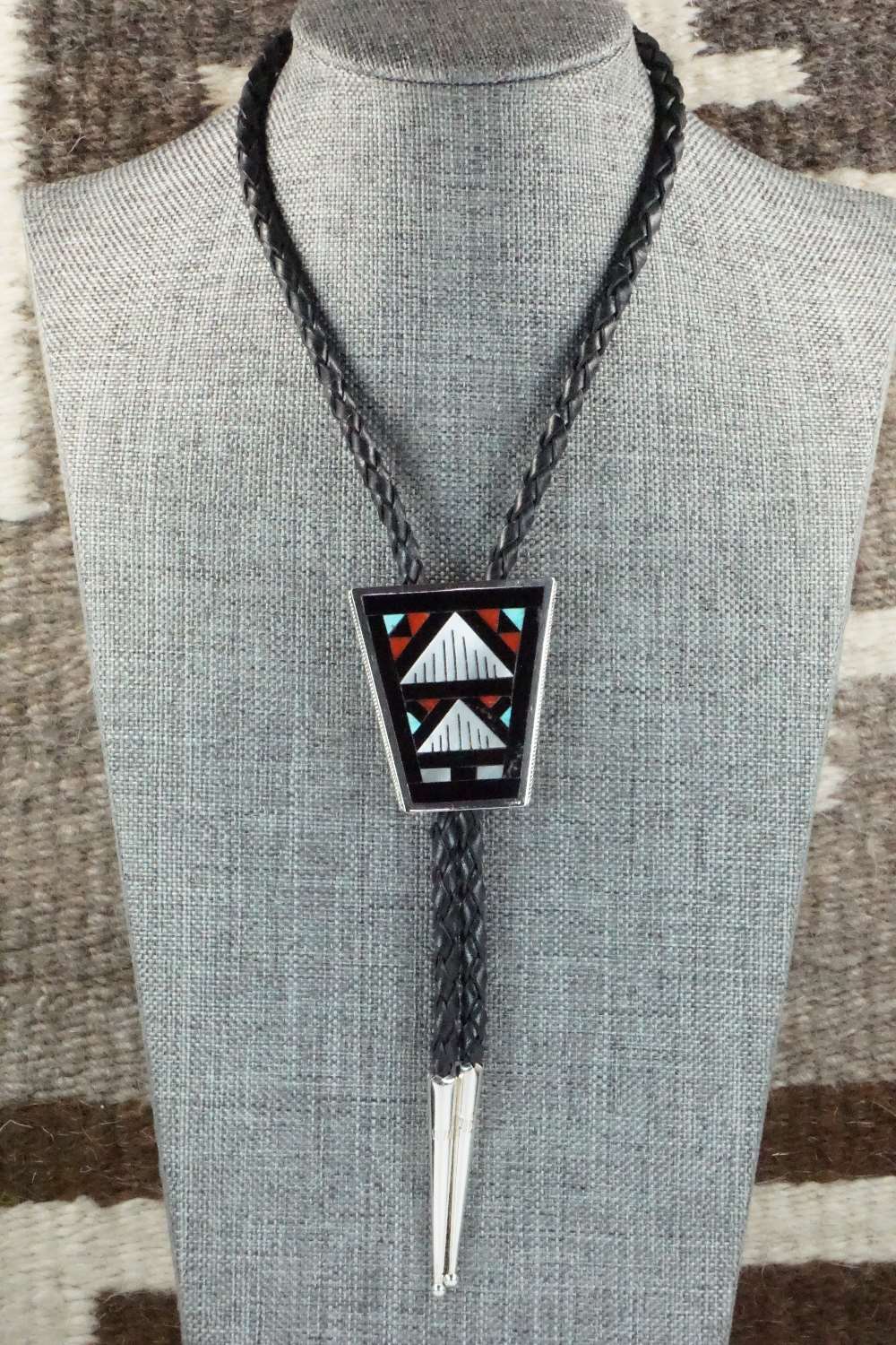 Multi Stone & Sterling Silver Inlay Bolo Tie - Leander Othole