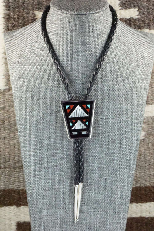 Multi Stone & Sterling Silver Inlay Bolo Tie - Leander Othole