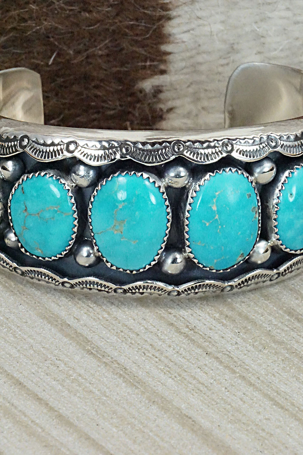 Turquoise & Sterling Silver Bracelet - Wilbert Muskett