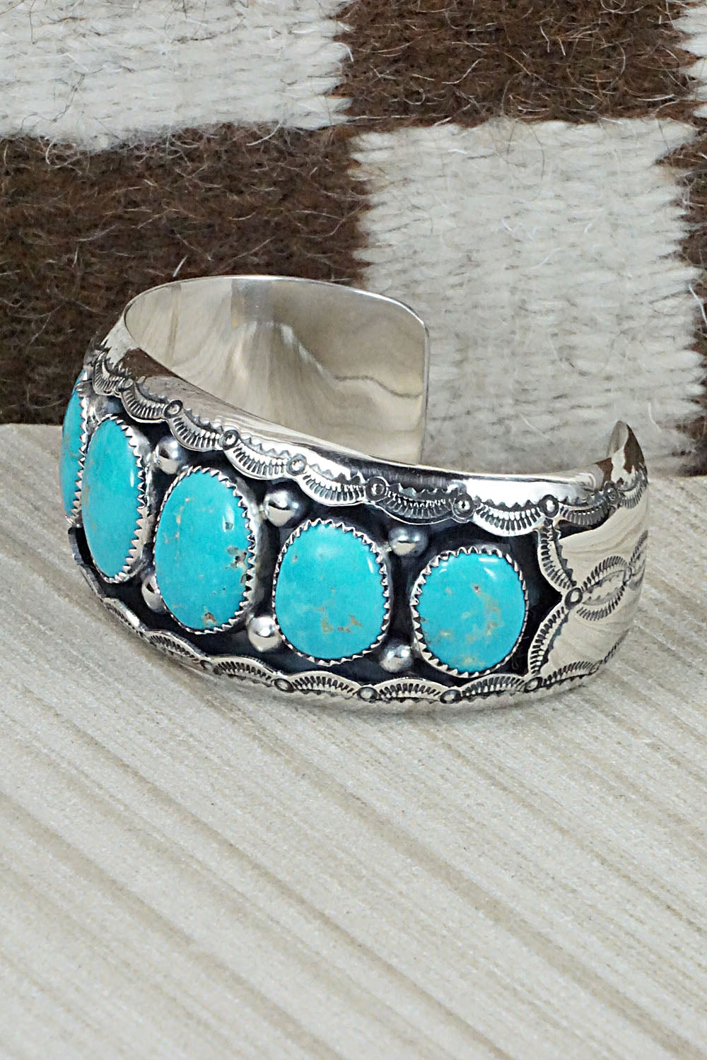 Turquoise & Sterling Silver Bracelet - Wilbert Muskett