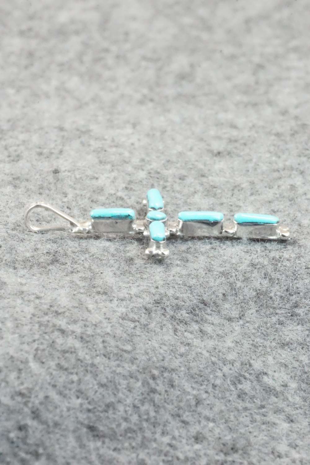 Turquoise & Sterling Silver Cross Pendant - Phyllis Panteah