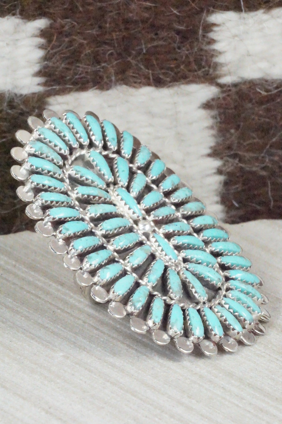 Turquoise & Sterling Silver Ring - Lavell Byjoe - Size 7.75