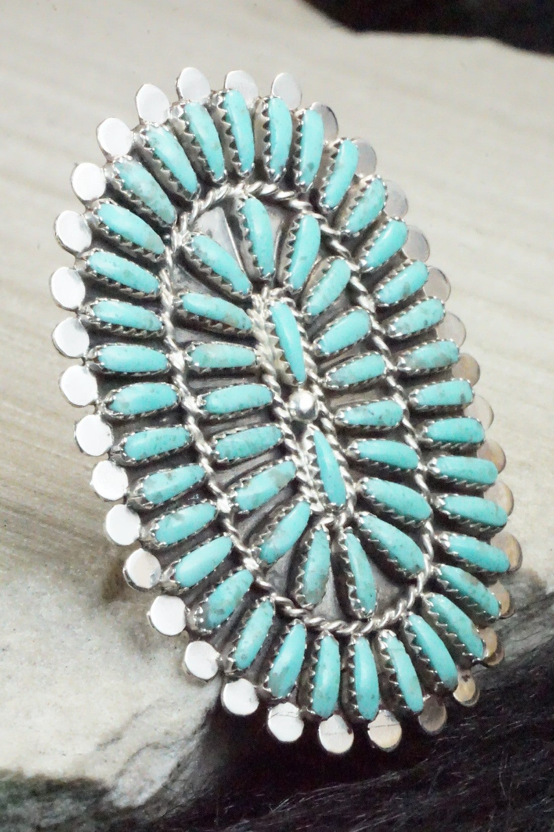 Turquoise & Sterling Silver Ring - Lavell Byjoe - Size 7.75
