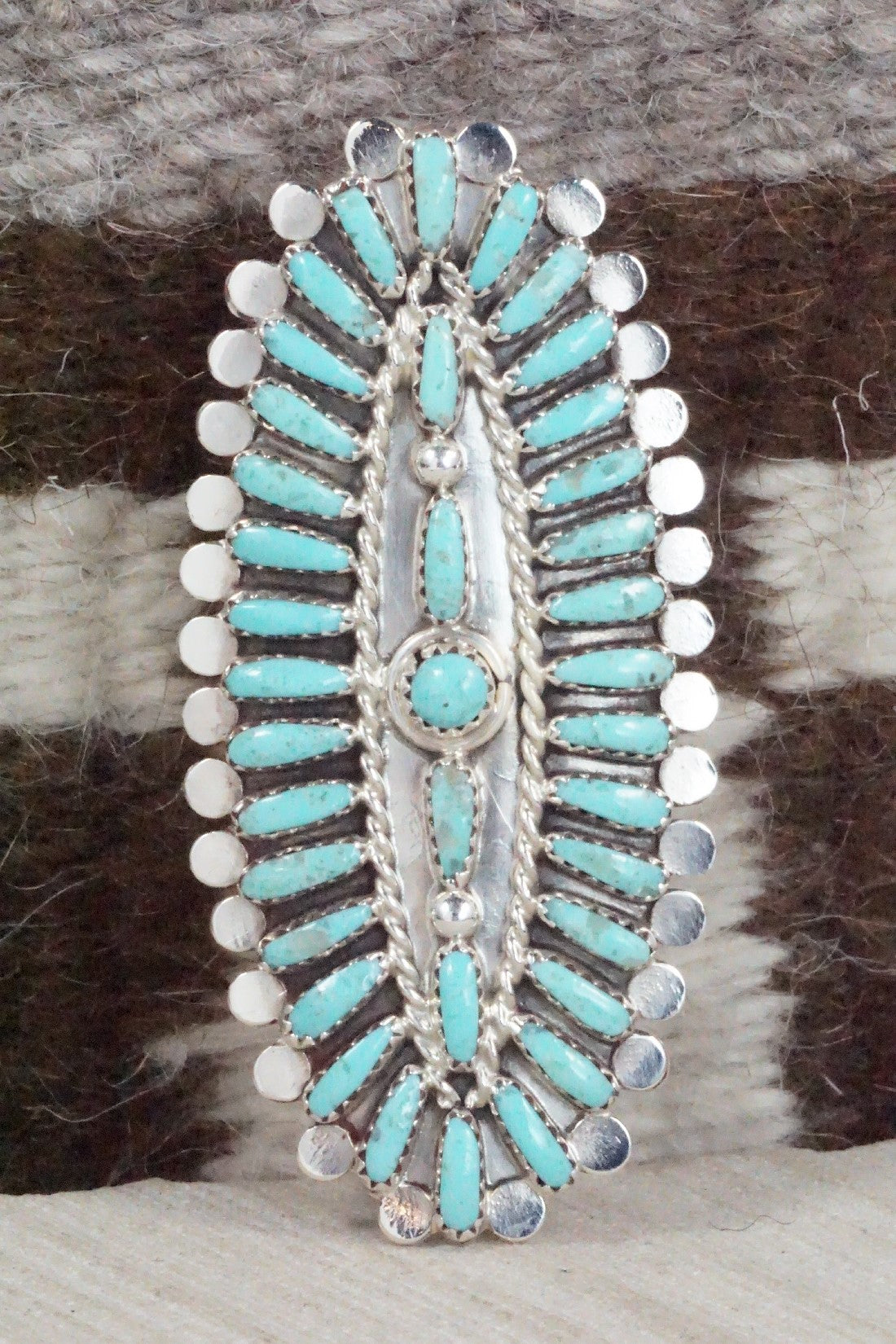 Turquoise & Sterling Silver Ring - Lavell Byjoe - Size 8