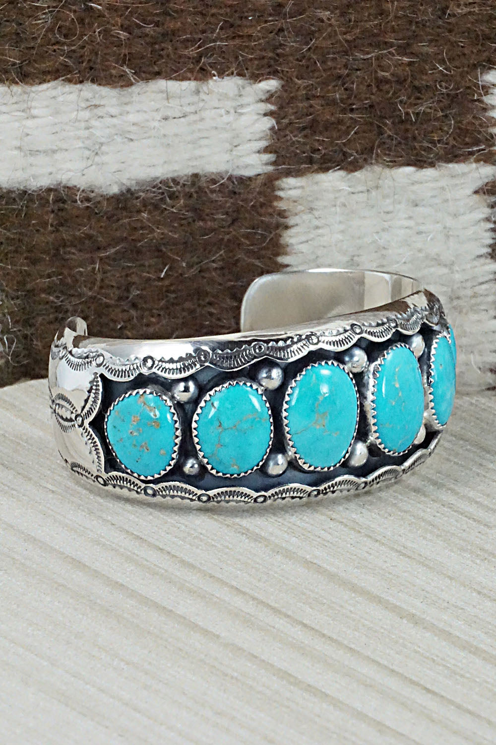 Turquoise & Sterling Silver Bracelet - Wilbert Muskett