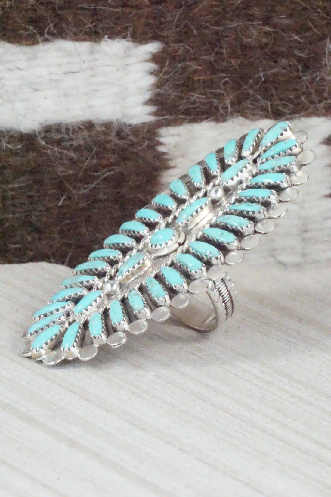 Turquoise & Sterling Silver Ring - Lavell Byjoe - Size 8