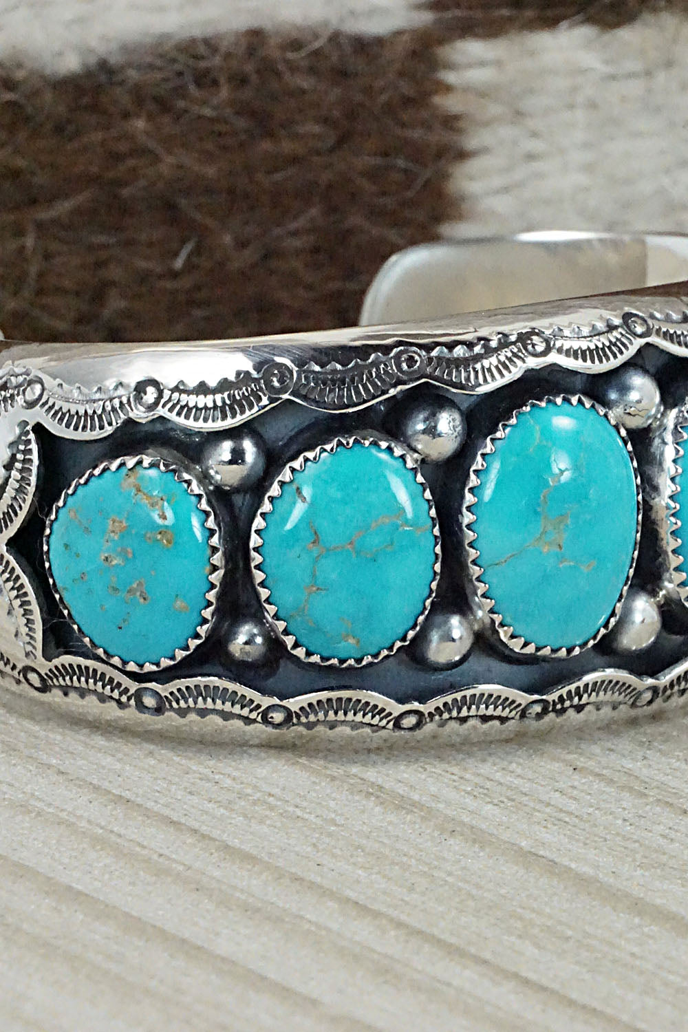 Turquoise & Sterling Silver Bracelet - Wilbert Muskett