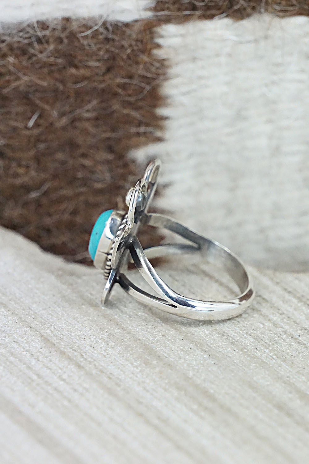 Turquoise and Sterling Silver Ring - Betta Lee - Size 7.25