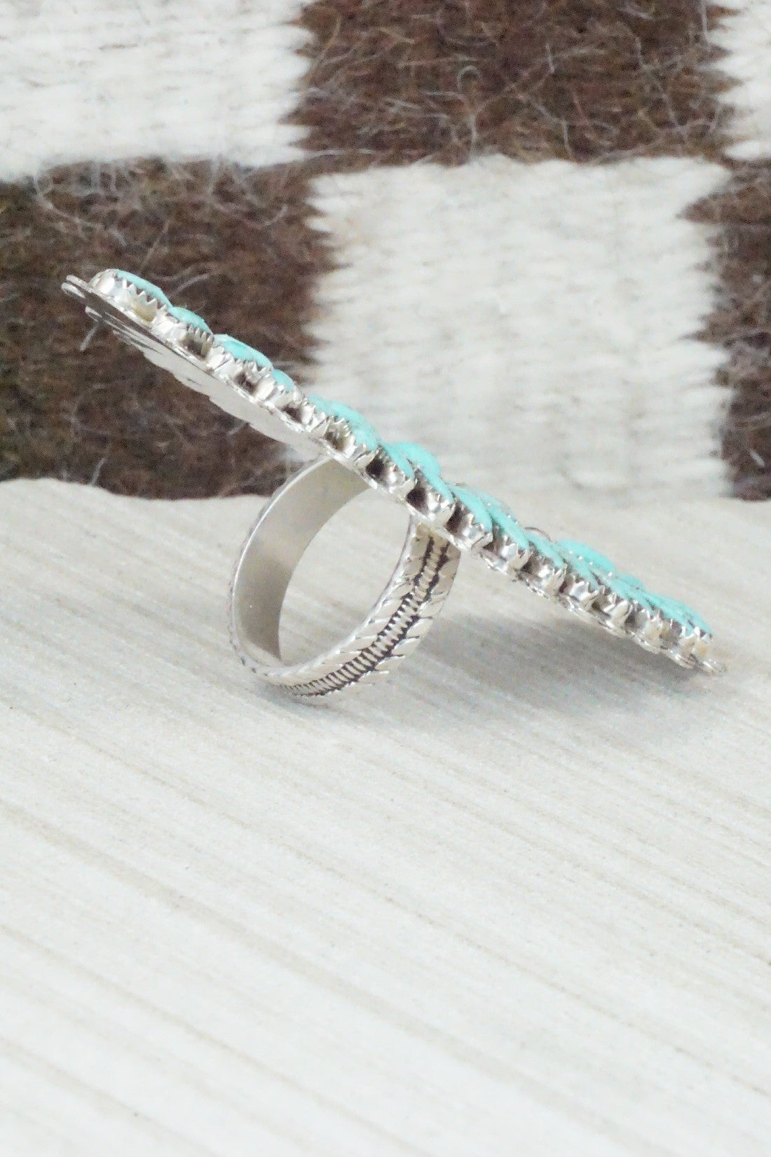 Turquoise & Sterling Silver Ring - Lavell Byjoe - Size 8