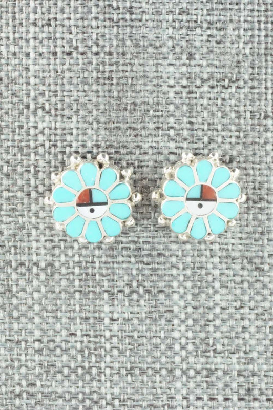 Turquoise & Sterling Silver Earrings - Maxine Soseeah