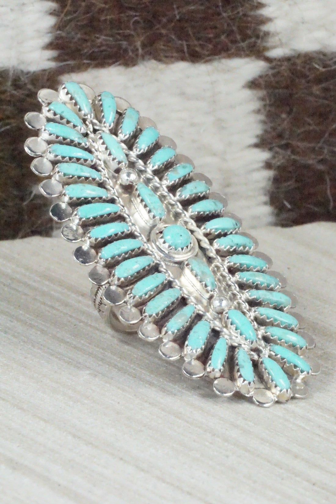 Turquoise & Sterling Silver Ring - Lavell Byjoe - Size 8