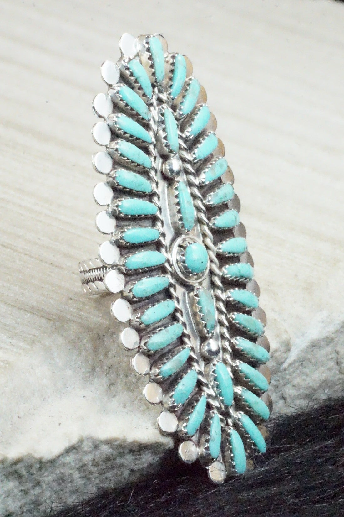 Turquoise & Sterling Silver Ring - Lavell Byjoe - Size 7.75