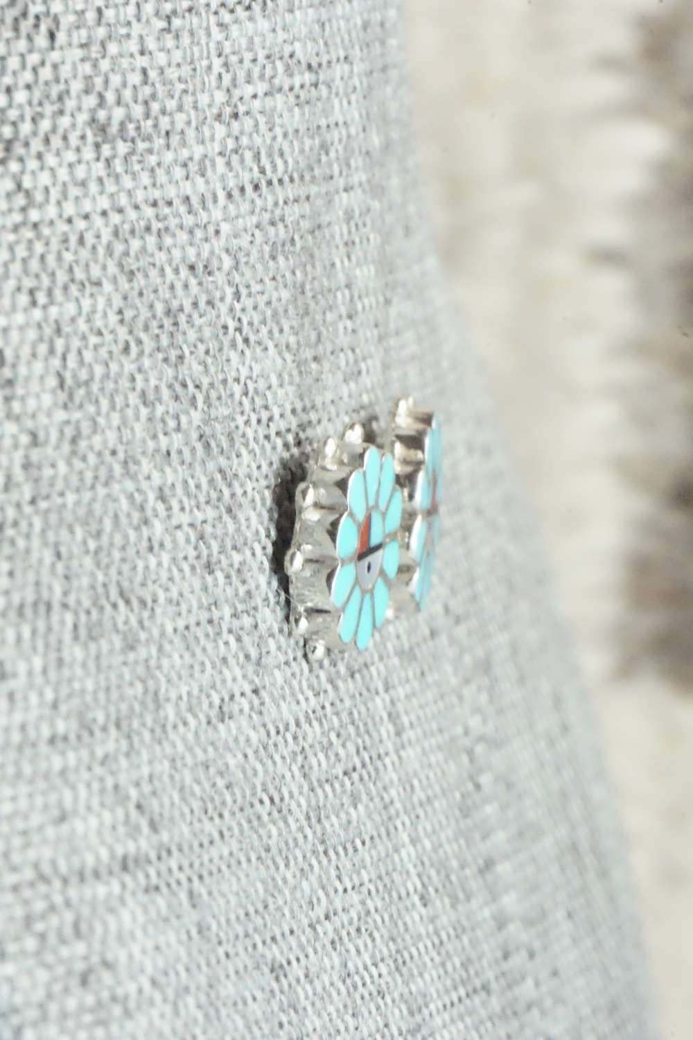 Turquoise & Sterling Silver Earrings - Maxine Soseeah