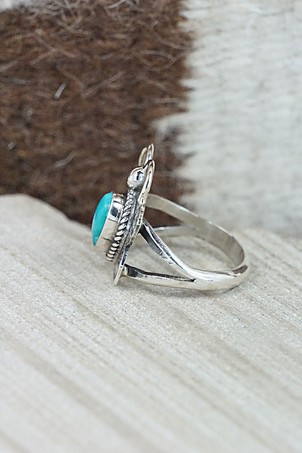 Turquoise and Sterling Silver Ring - Betta Lee - Size 6.75