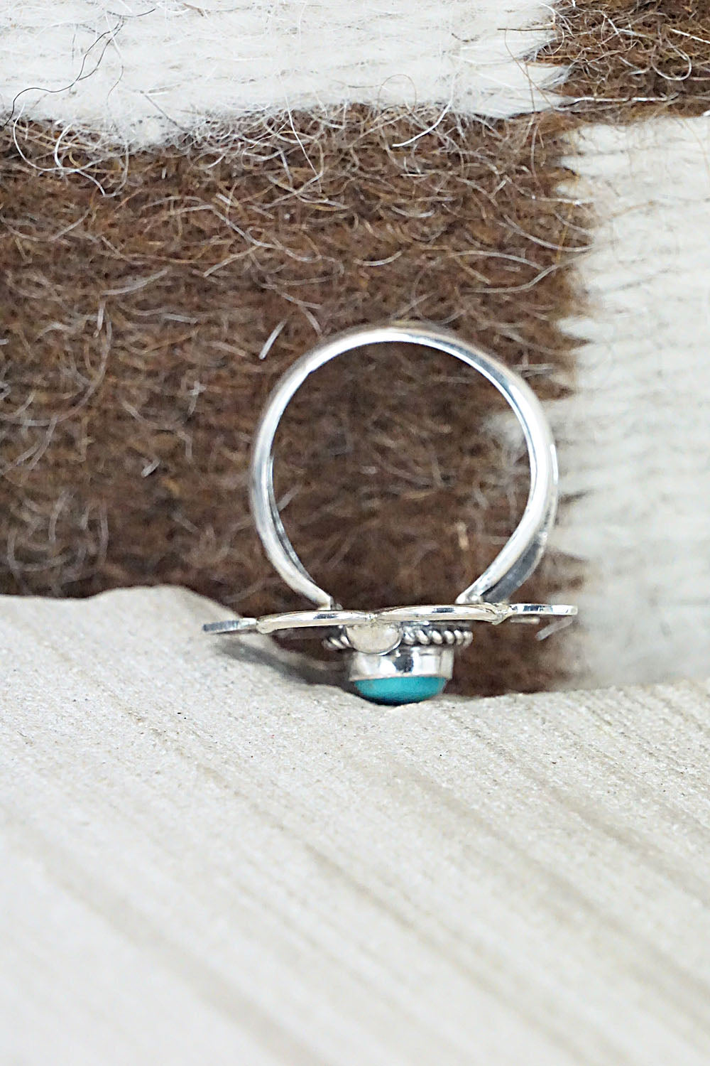 Turquoise and Sterling Silver Ring - Betta Lee - Size 6.75
