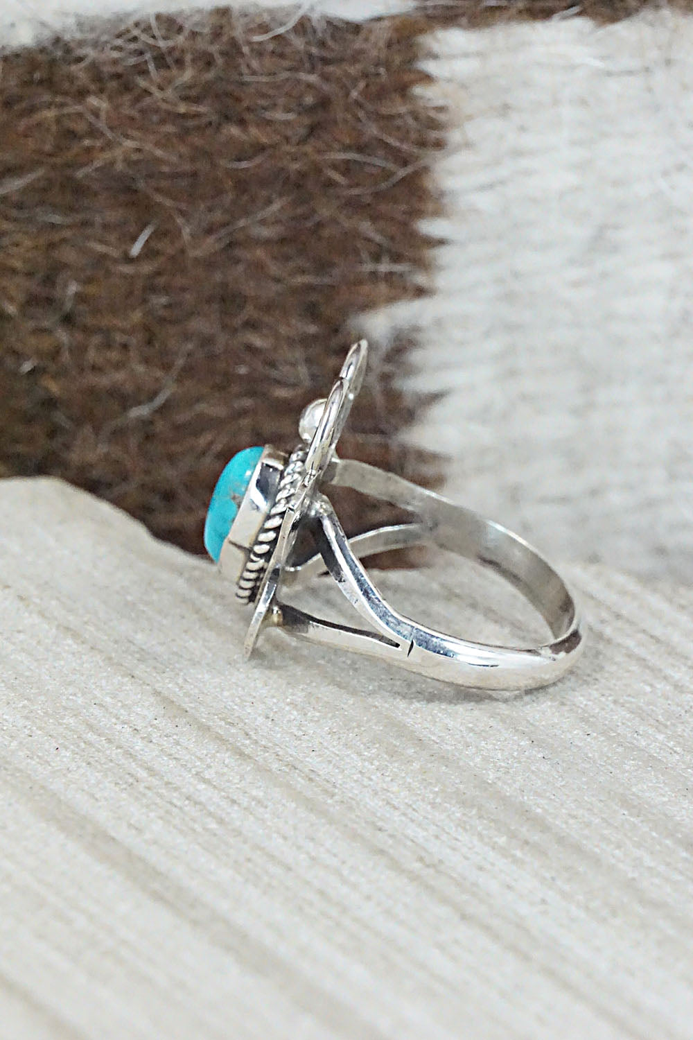 Turquoise and Sterling Silver Ring - Betta Lee - Size 7.25