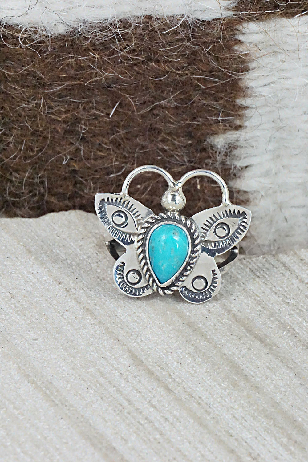 Turquoise and Sterling Silver Ring - Betta Lee - Size 7