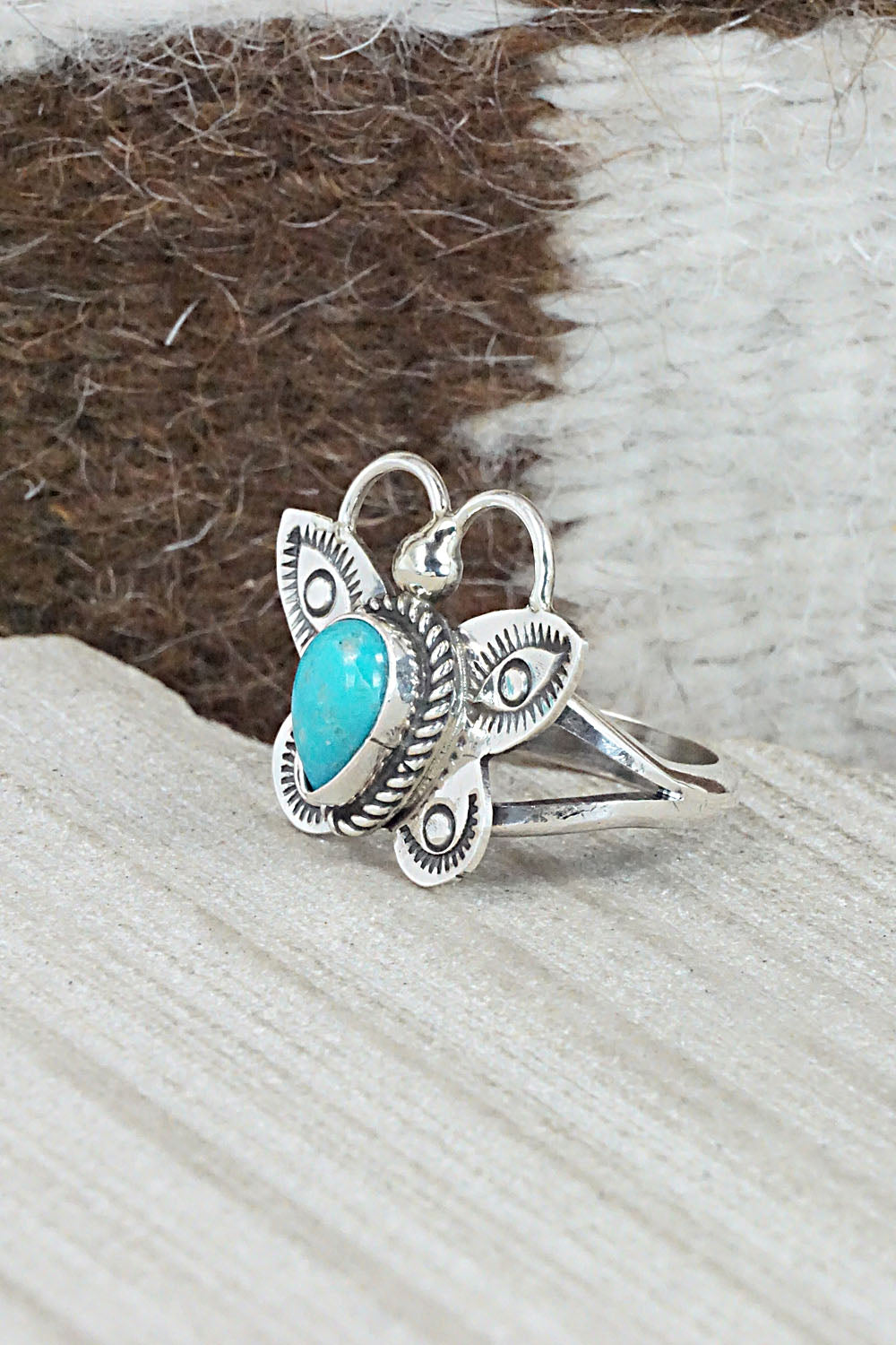 Turquoise and Sterling Silver Ring - Betta Lee - Size 7