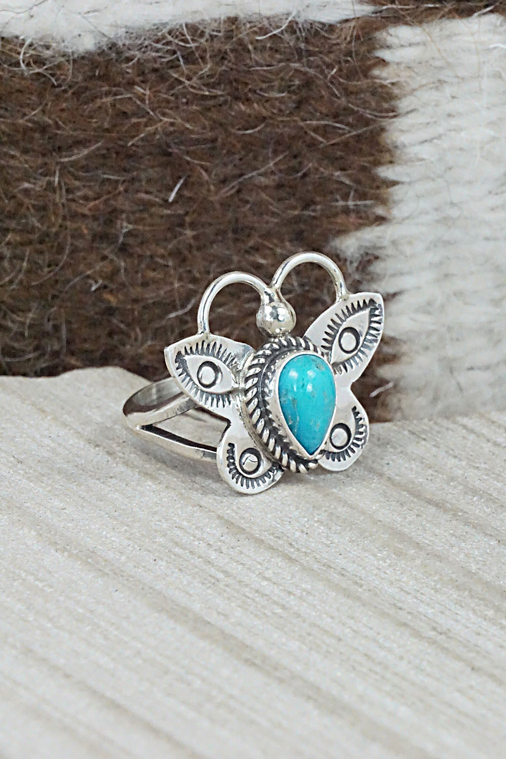 Turquoise and Sterling Silver Ring - Betta Lee - Size 7
