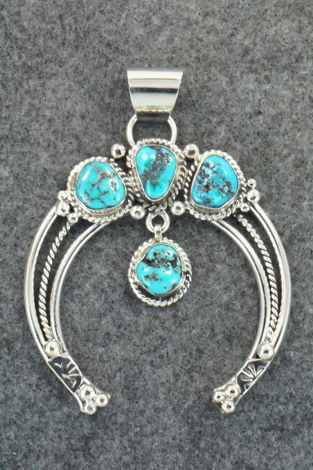 Turquoise and Sterling Silver Naja Pendant - Vernon Johnson