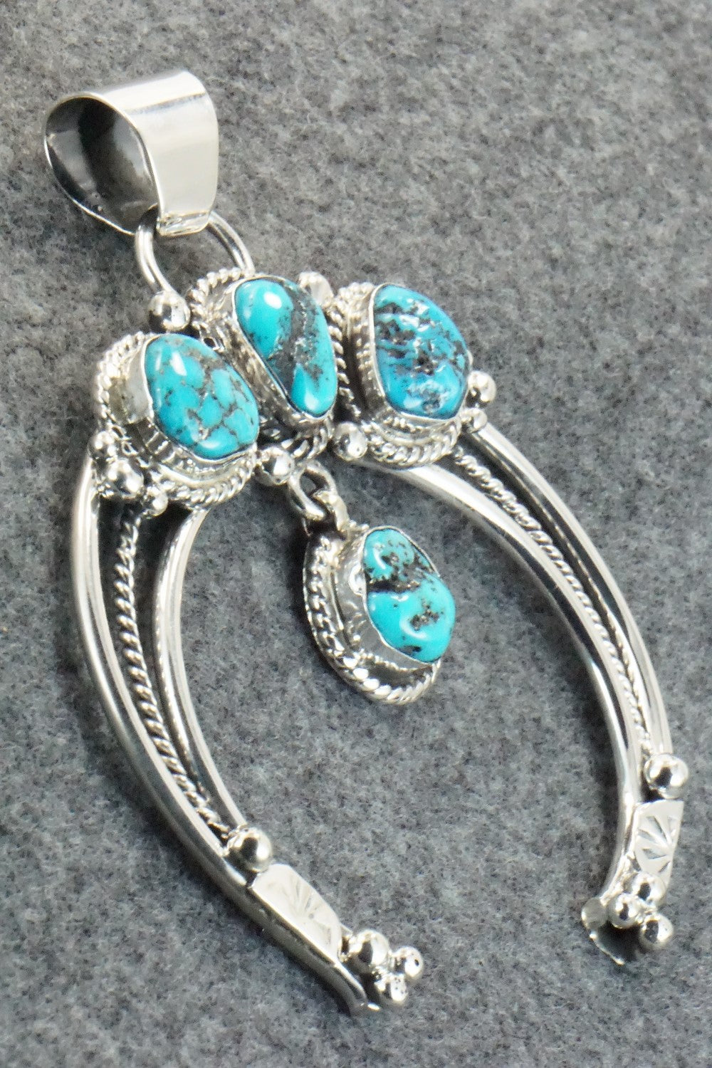 Turquoise and Sterling Silver Naja Pendant - Vernon Johnson