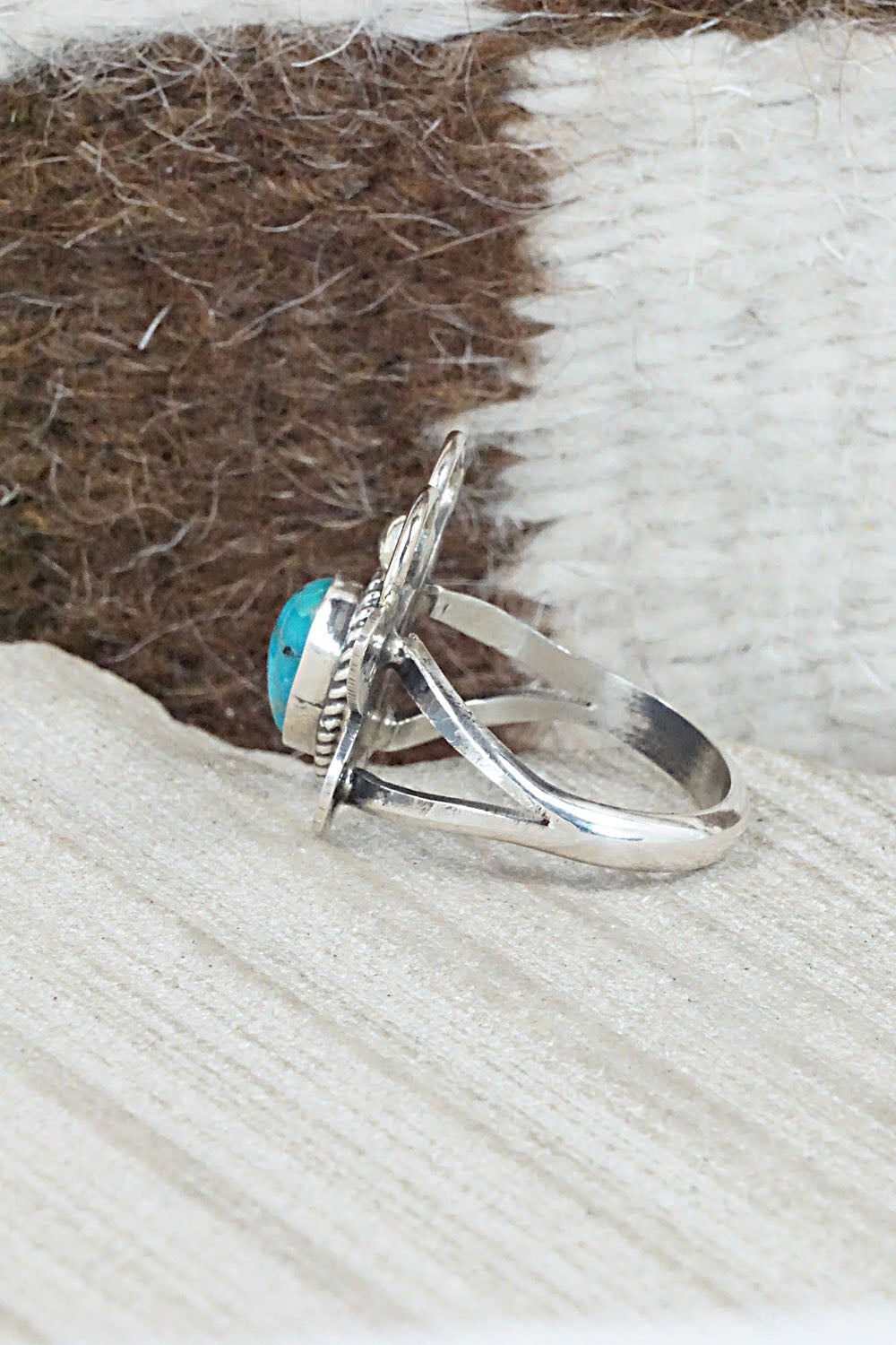 Turquoise and Sterling Silver Ring - Betta Lee - Size 6.5