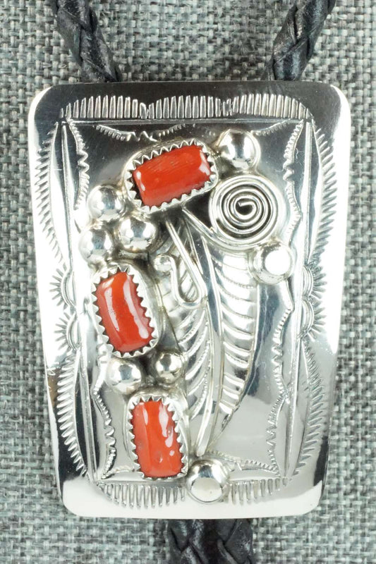 Coral & Sterling Silver Bolo Tie - Wilbur Myers