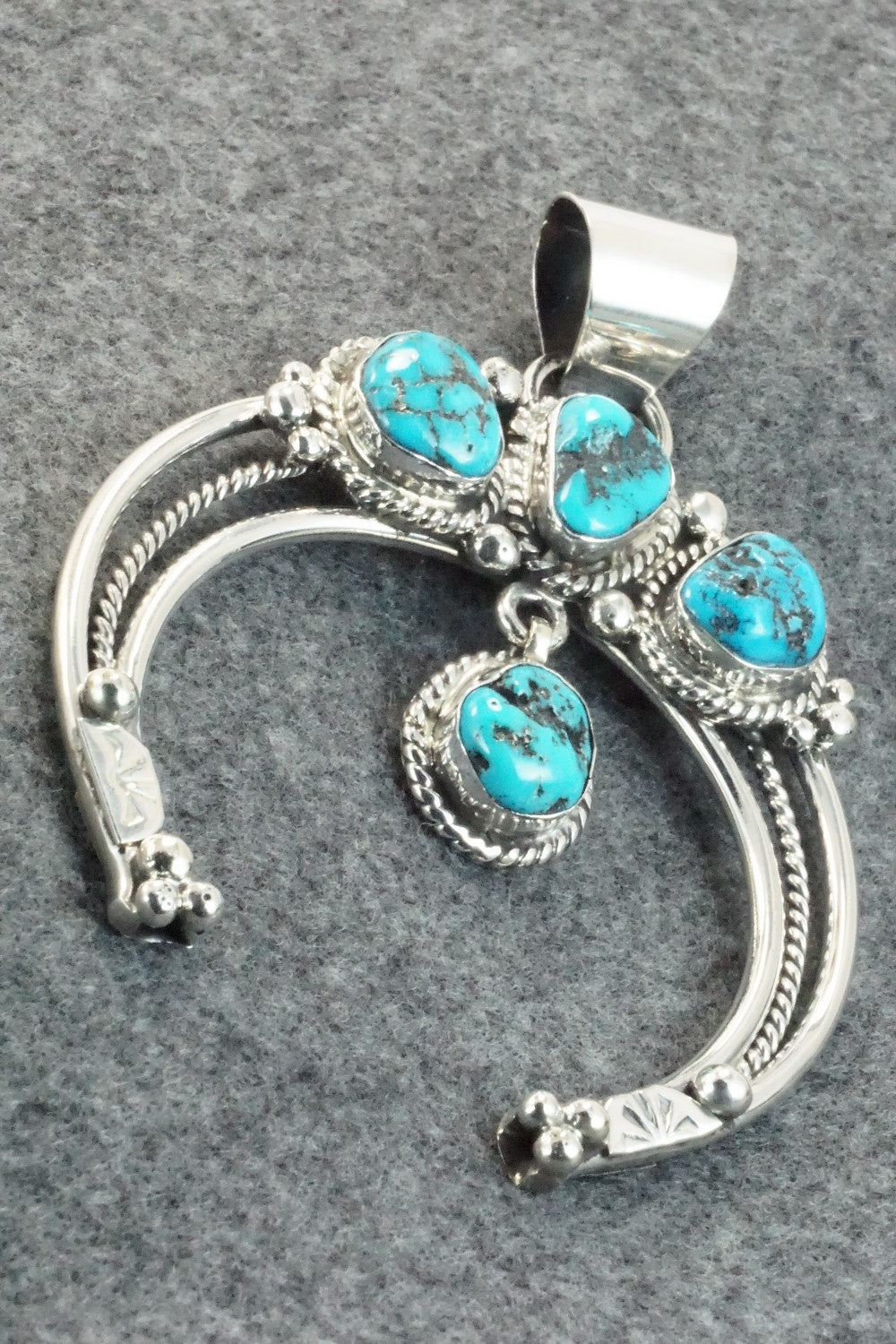 Turquoise and Sterling Silver Naja Pendant - Vernon Johnson