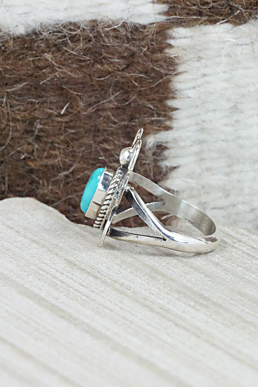Turquoise and Sterling Silver Ring - Betta Lee - Size 7.25
