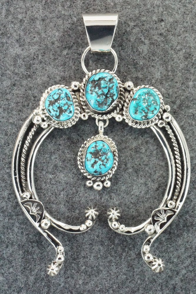 Turquoise and Sterling Silver Naja Pendant - Vernon Johnson