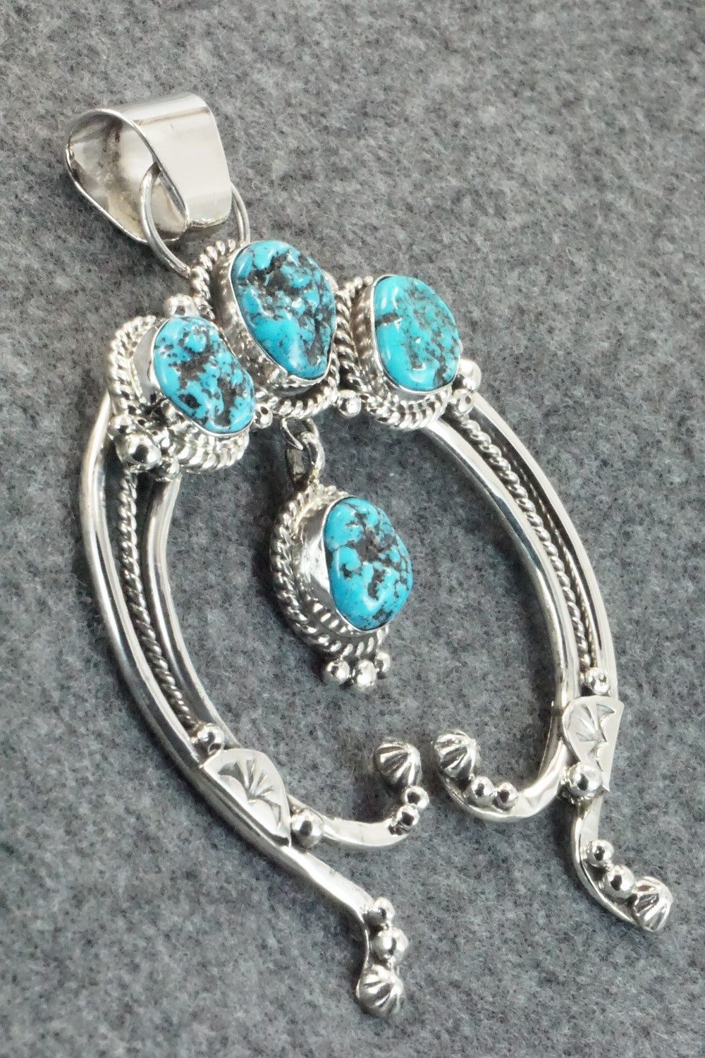 Turquoise and Sterling Silver Naja Pendant - Vernon Johnson