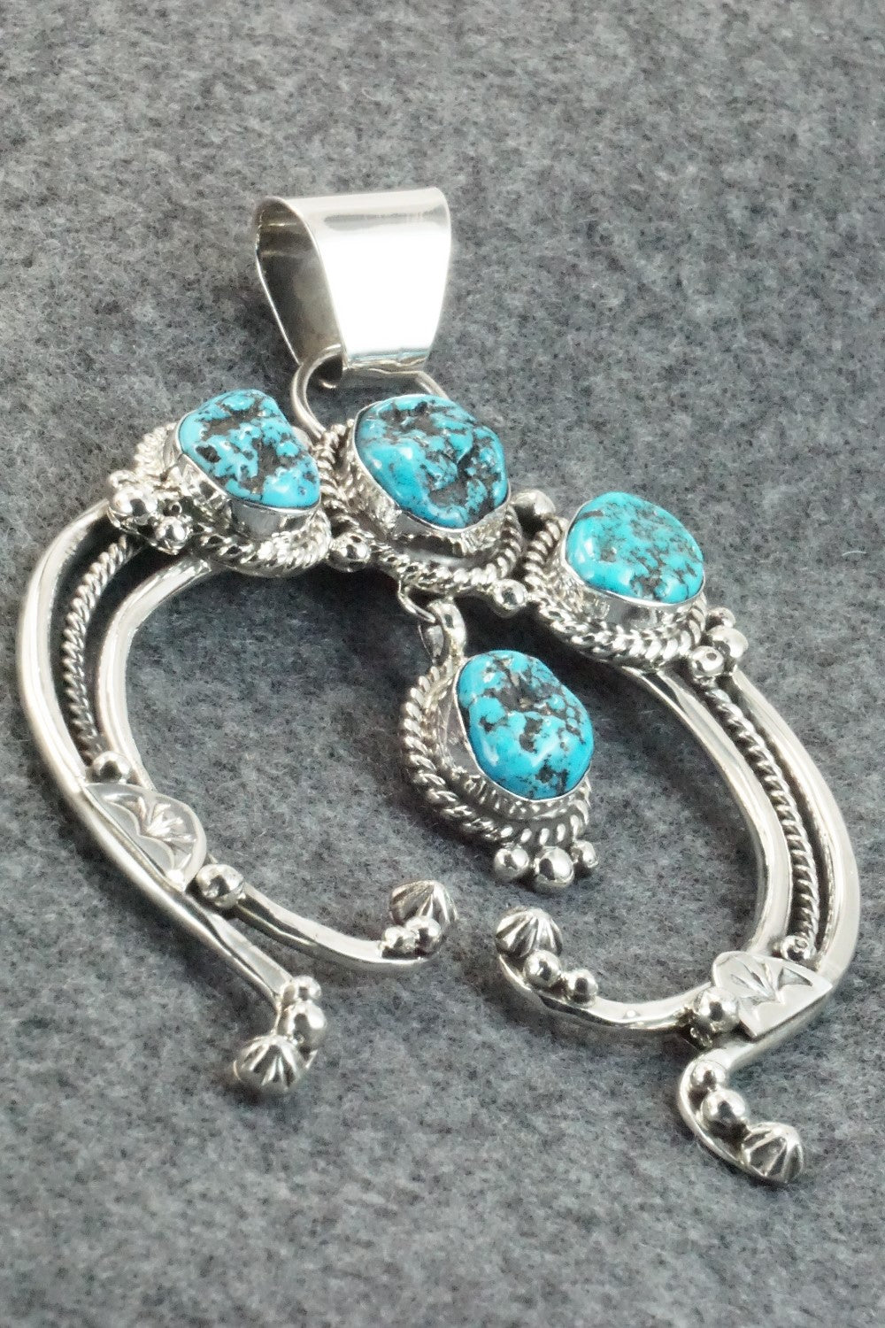 Turquoise and Sterling Silver Naja Pendant - Vernon Johnson