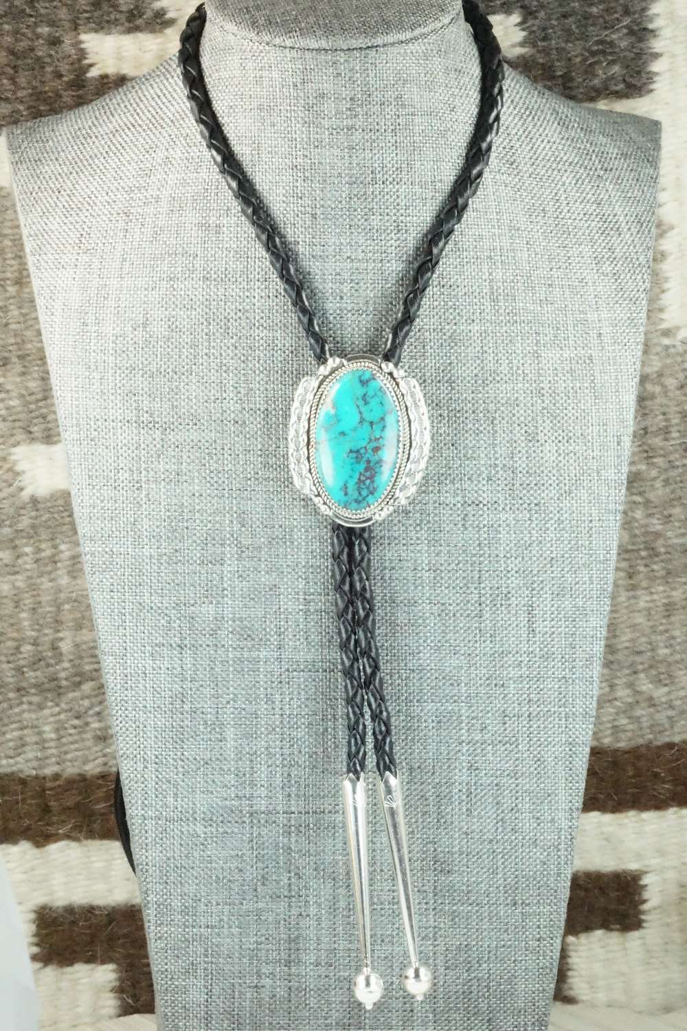 Turquoise & Sterling Silver Bolo Tie - Kenny Calavaza