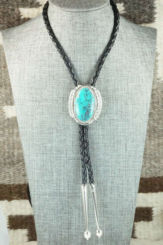 Turquoise & Sterling Silver Bolo Tie - Kenny Calavaza