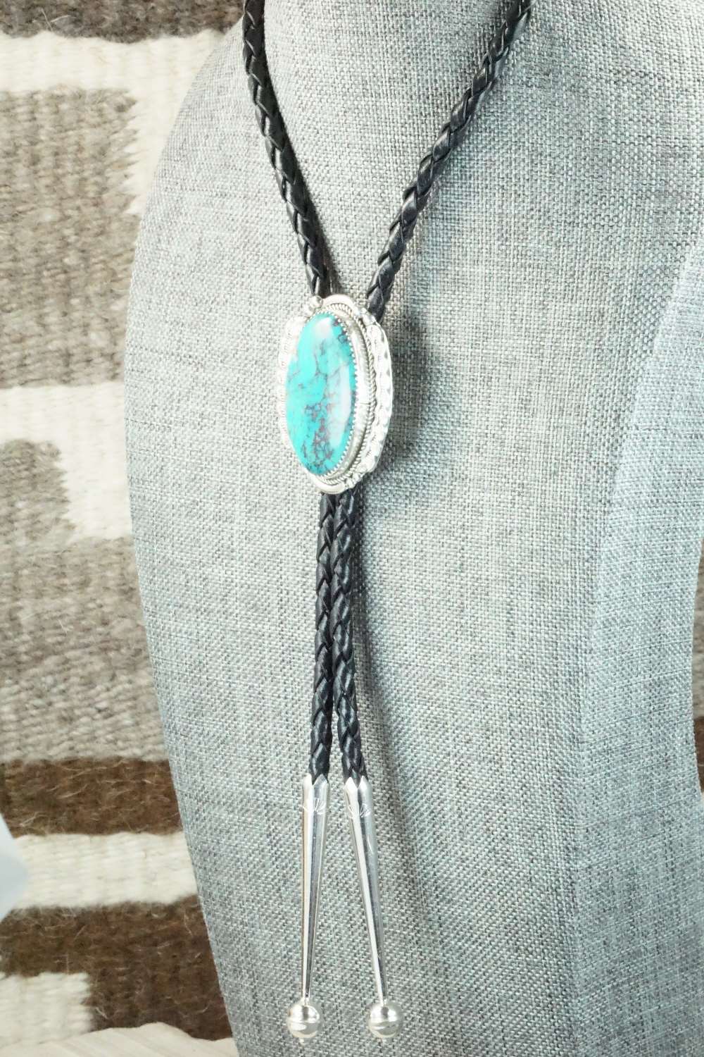 Turquoise & Sterling Silver Bolo Tie - Kenny Calavaza