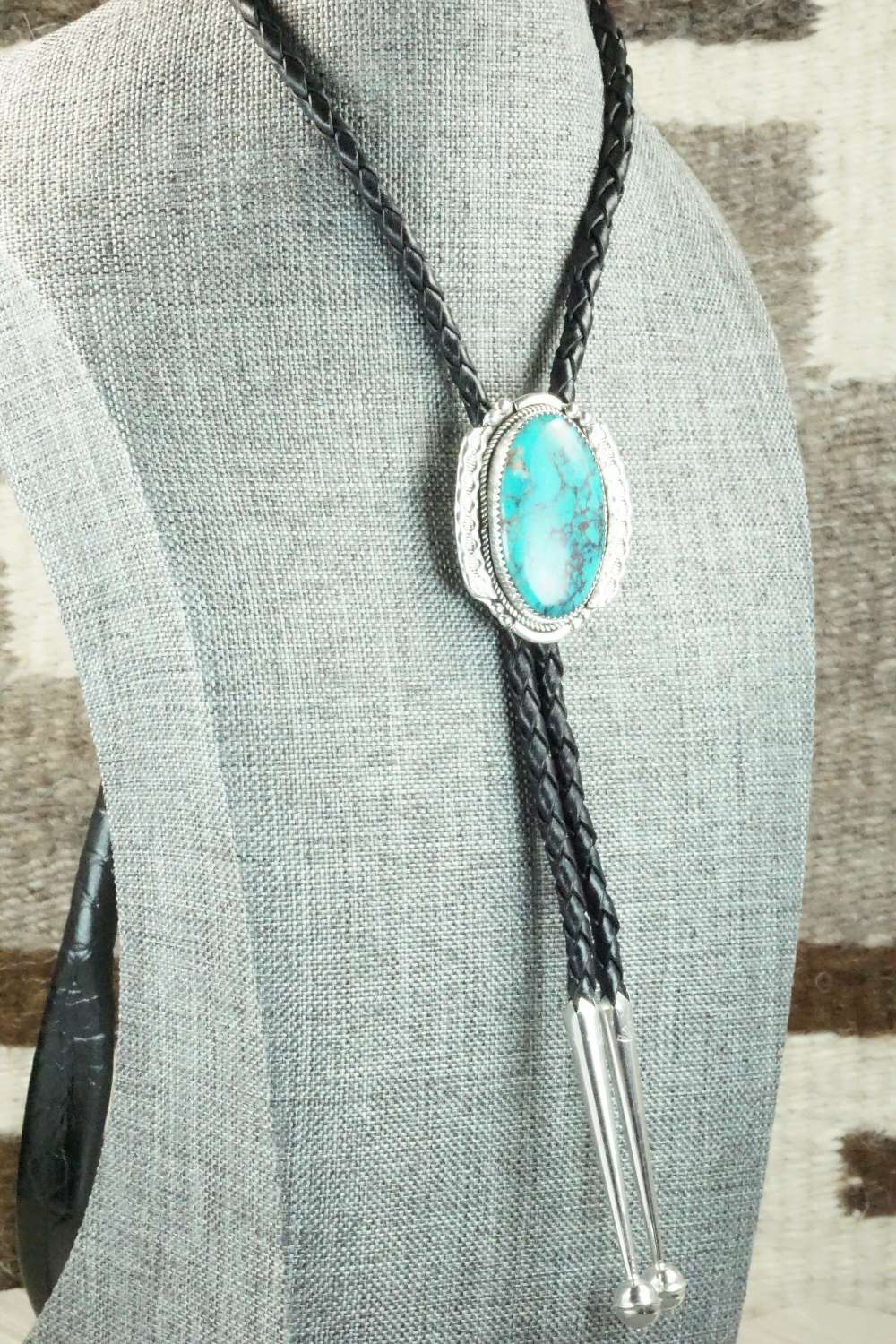 Turquoise & Sterling Silver Bolo Tie - Kenny Calavaza