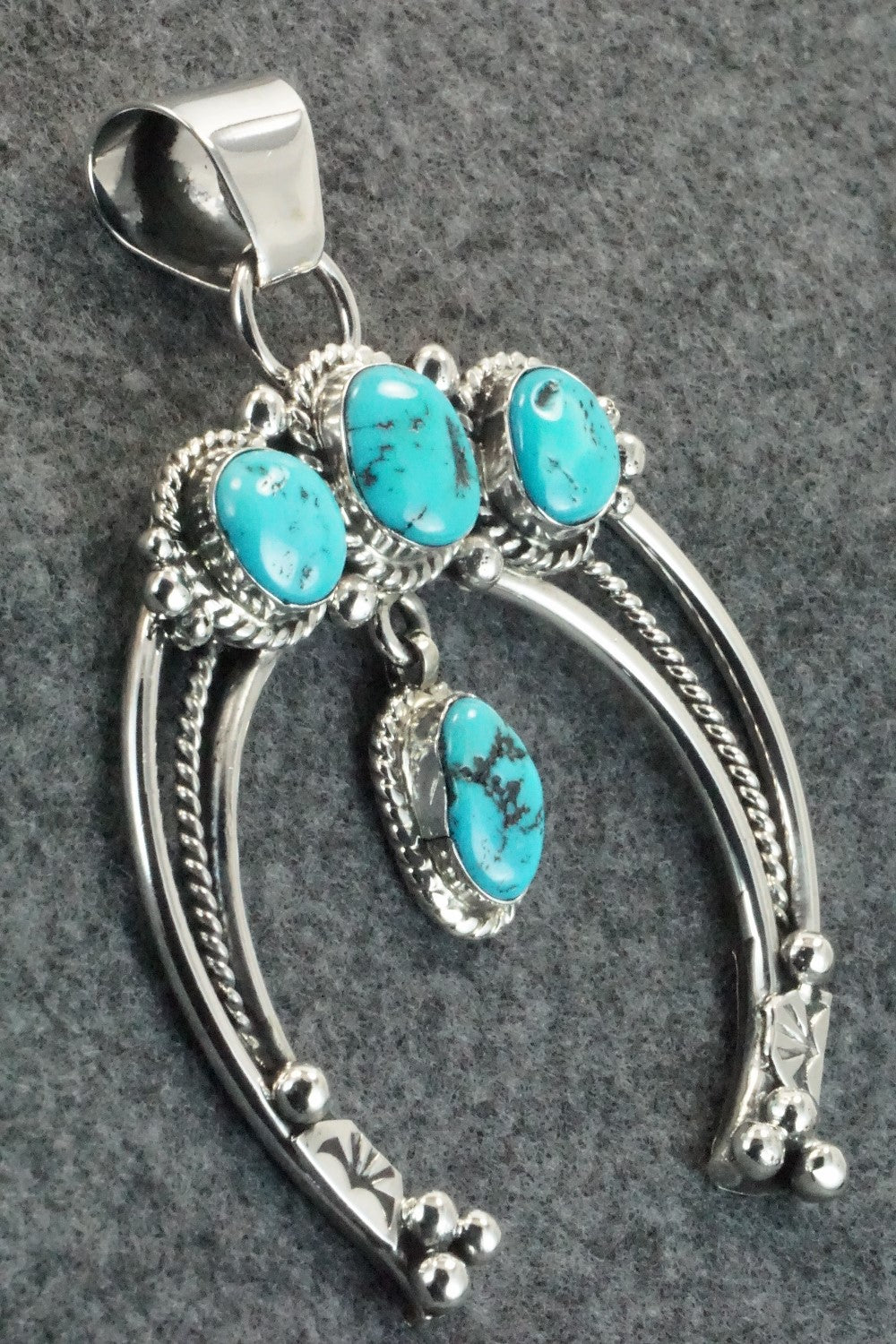 Turquoise and Sterling Silver Naja Pendant - Vernon Johnson